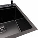 Кухонная мойка Valeso Handmade PVD SP000045059 (50x50 см, черная матовая, 3.0/0.8 мм, c дозатором, сифоном и подставкой для ножей), фото 3