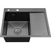 Кухонная мойка Kroner KRP Schwarze 6350LHM PVD (Schwarze-6350LHMPVD, 63x50 см, 3.0/1.0 мм, с коландером и сифоном), Доступные размеры: 63 x 50 L, фото 3