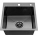 Кухонная мойка Kroner KRP Schwarze 4545HM PVD (Schwarze-4545HM, 45x45 см, 3.0/1.0 мм, с коландером и сифоном), Доступные размеры: 45 x 45, фото 3