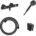 Змішувач для душу з термостатом Hansgrohe Ecostat Comfort Black Matt 13116670U (13116670+28331670+28260670+28033670, чорний матовий, з лійкою та шлангом), фото 