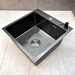 Кухонна мийка Dusel SS304 PVD Nano Black DS50550-1NB (50x50 см, чорна матова, 3.0/0.8 мм, з дозатором, сифоном та коландером), Доступні розміри: 50x50, Колір виробника: чорний матовий, Тип поверхні: PVD brash, фото , изображение 5