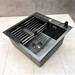 Кухонна мийка Dusel SS304 PVD Nano Black DS50550-1NB (50x50 см, чорна матова, 3.0/0.8 мм, з дозатором, сифоном та коландером), Доступні розміри: 50x50, Колір виробника: чорний матовий, Тип поверхні: PVD brash, фото , изображение 6