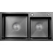 Мойка для кухни Dusel SS304 PVD Nano Black DS50878-2RNB (78x43 см, правая, черная матовая, 3.0/0.8 мм, с сифоном, дозатором и коландером), Доступные размеры: 78 x 43 R, Цвет производителя: черный матовый, Тип поверхности: PVD brash, фото 2