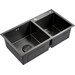 Мойка для кухни Dusel SS304 PVD Nano Black DS50878-2RNB (78x43 см, правая, черная матовая, 3.0/0.8 мм, с сифоном, дозатором и коландером), Доступные размеры: 78 x 43 R, Цвет производителя: черный матовый, Тип поверхности: PVD brash, фото 