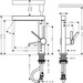 Змішувач для умивальника Hansgrohe Finoris Brushed Black Chrome 76063340 (брашований чорний хром, з донним клапаном, з висувною лійкою), Колір виробника: брашований чорний хром, фото , изображение 3