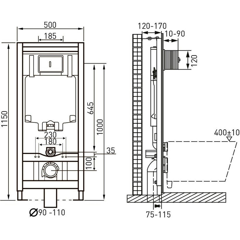 Система инсталляции для унитаза Volle Master 141515 4 в 1 (клавиша ...