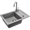 Кухонная мойка со смесителем Rea Nils Grey ZLE-00101 (62x44 см, серая, с дозатором и сифоном), Цвет производителя: серый, фото 
