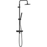 Душевая система с термостатом Damixa Scandinavian Pure 936760300 (черная матовая, с полкой и изливом), Цвет производителя: черный матовый, фото 