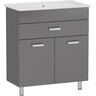 Тумба RJ Velum-L с умывальником RJ Jenor RJFU037-4160GRSET (RJFU037-4160GR+RZJ610, 60 см, серая, напольная), Доступные размеры: 60, Цвет производителя: серый, фото 