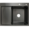 Мойка для кухни Lidz Handmade H6350BL Brushed Black LDH6350BLPVD45589 (64x50 см, брашированная черная, 3.0/1.0 мм, с сифоном и дозатором), Доступные размеры: 63 x 50 L, Цвет производителя: брашированный черный, фото 