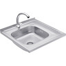 Комплект S606006LALC032: кухонна мийка Kroner KRP Satin - 6060L + змішувач для кухні Agua Leon - C032, Доступні розміри: 60 x 60 L, Колір виробника: нержавіюча сталь, Тип поверхні: сатин (матовая), фото 