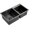 Мийка для кухні Dusel SS304 PVD Nano Black DS50878-2RNB (78x43 см, права, чорна матова, 3.0/0.8 мм, з сифоном, дозатором та коландером), Доступні розміри: 78 x 43 R, Колір виробника: чорний матовий, Тип поверхні: PVD brash, фото 
