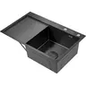 Мийка для кухні Dusel SS304 PVD Nano Black DS50778-2RNB (78x49 см, права, чорна матова, 3.0/0.8 мм, з сифоном, дозатором та коландером), Доступні розміри: 78 x 49 R, Колір виробника: чорний матовий, Тип поверхні: PVD brash, фото 