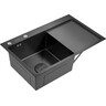Мийка для кухні Dusel SS304 PVD Nano Black DS50778-1LNB (78x49 см, ліва, чорна матова, 3.0/0.8 мм, з сифоном, дозатором та коландером), Доступні розміри: 78 x 49 L, Колір виробника: чорний матовий, Тип поверхні: PVD brash, фото 